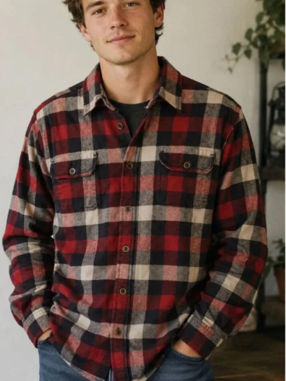 Jachs Plaid Flannel Shirt Extra Large Red Black